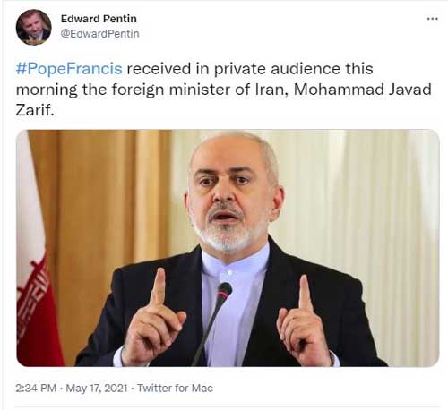 ظریف با «پاپ فرانسیس» دیدار کرد