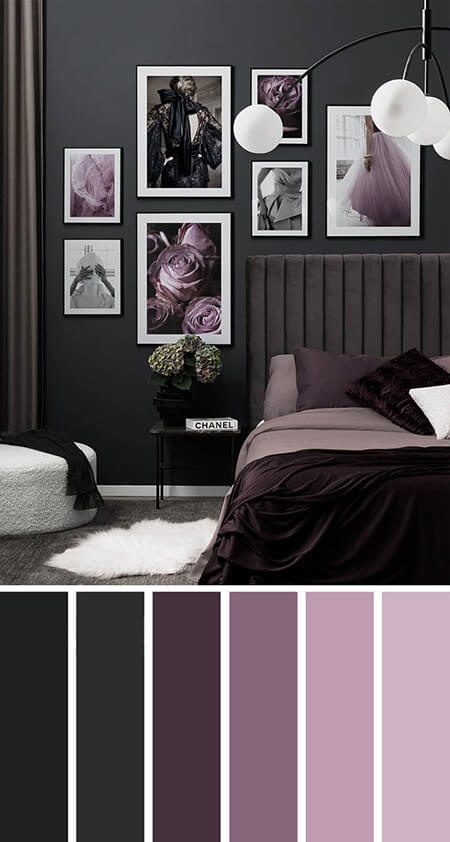 ترکیب رنگ یاسی در دکوراسیون اتاق خواب