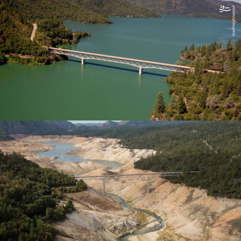 خشک شدن دریاچه ارویل در شمال کالیفرنیا + عکس