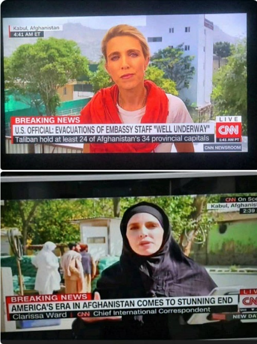 تغییر پوشش خبرنگار CNN بعد از تسلط طالبان
