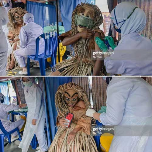 تزریق واکسن به افراد ‏قبیله‌ی ماه‌مِری در مالزی