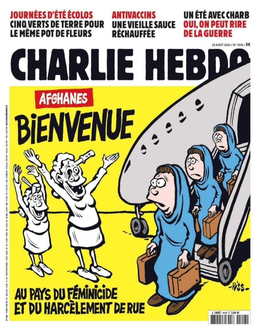کاریکاتور جدید شارلی ابدو در مورد ورود زنان افغانستانی به فرانسه