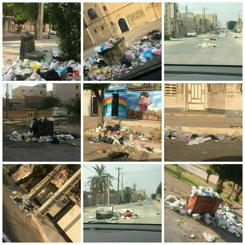 انباشته شدن زباله‌ها در خیابان‌های اهواز