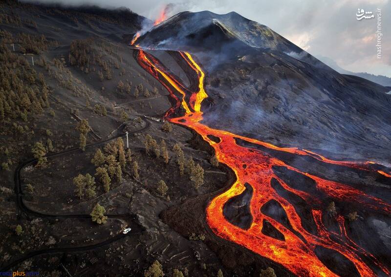بحران فوران آتشفشان در لاپالما+تصاویر