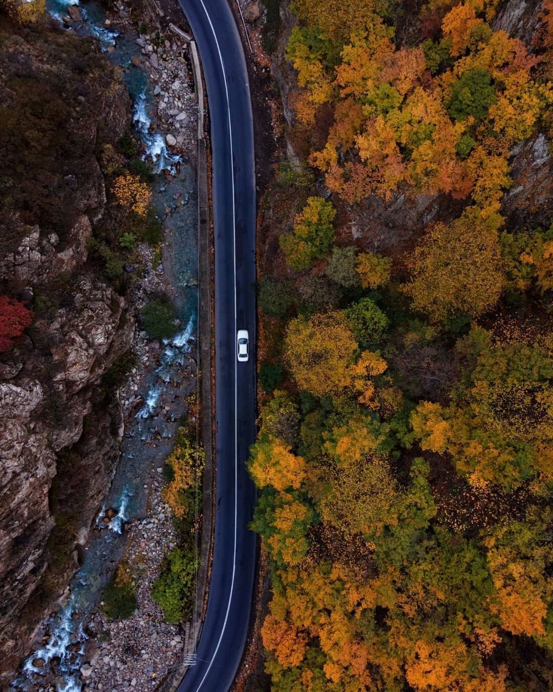 نمای هوایی از جاده زیبای چالوس