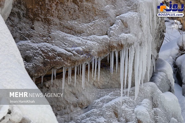 منجمد شدن آبشار ۱۲ متری گنجنامه همدان