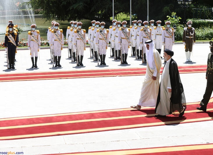استقبال رئیسی از امیر قطر در کاخ سعدآباد