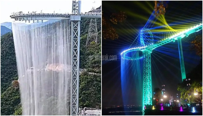 پل دروازه بهشت با بزرگترین آبشار مدور جهان به ارتفاع ۵۰۰ متر