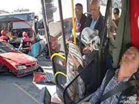 لحظه وحشتناک حمله قلبی راننده اتوبوس در حین رانندگی