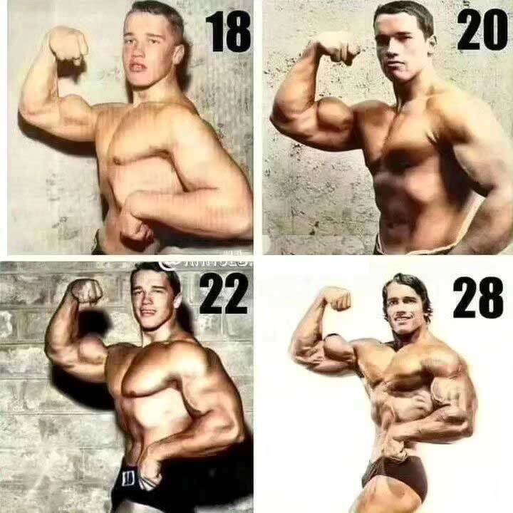 تغییرات بدن آرنولد شوارتزنگر از ۱۸ تا ۲۸ سالگی (عصرایارن)