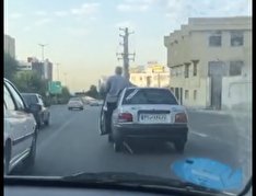 حرکت جنون‌آمیز راننده پراید وسط خیابانی در ارومیه