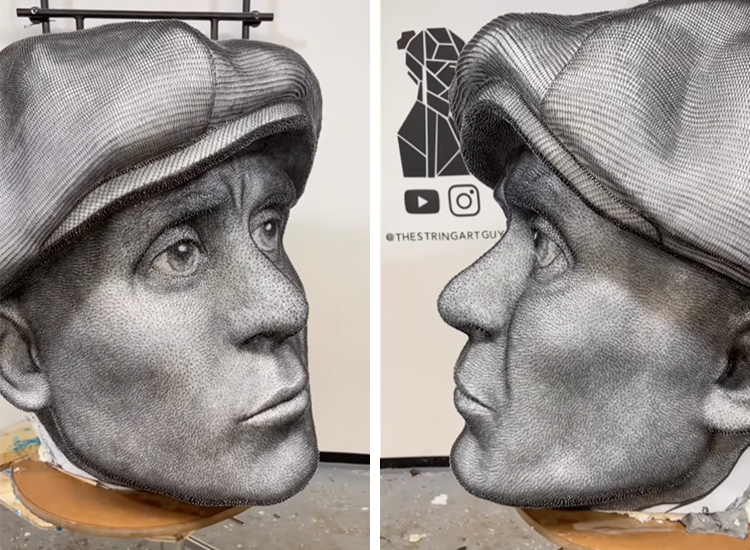 این هنرمند از ریسمان و ۷۸۰۰۰ میخ برای خلق یک پرتره واقعی از کیلین مورفی استفاده کرد (یک پزشک)