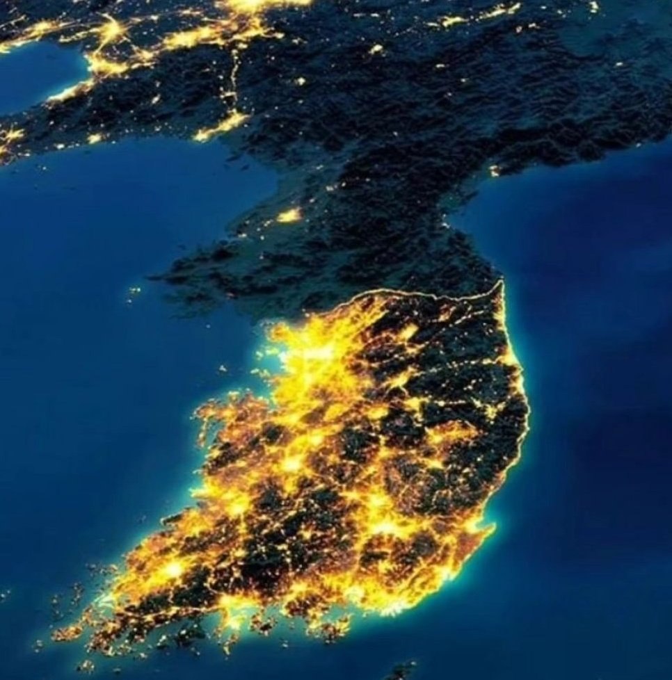 عکس قابل تامل و هوایی از کره‌ی شمالی و جنوبی