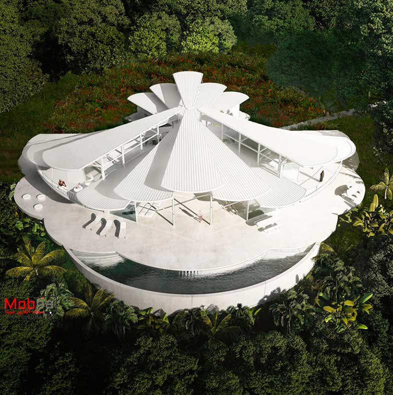 خانه‌ای که با الهام از پر‌های روی هم افتاده پرنده طراحی شده (موبنا)