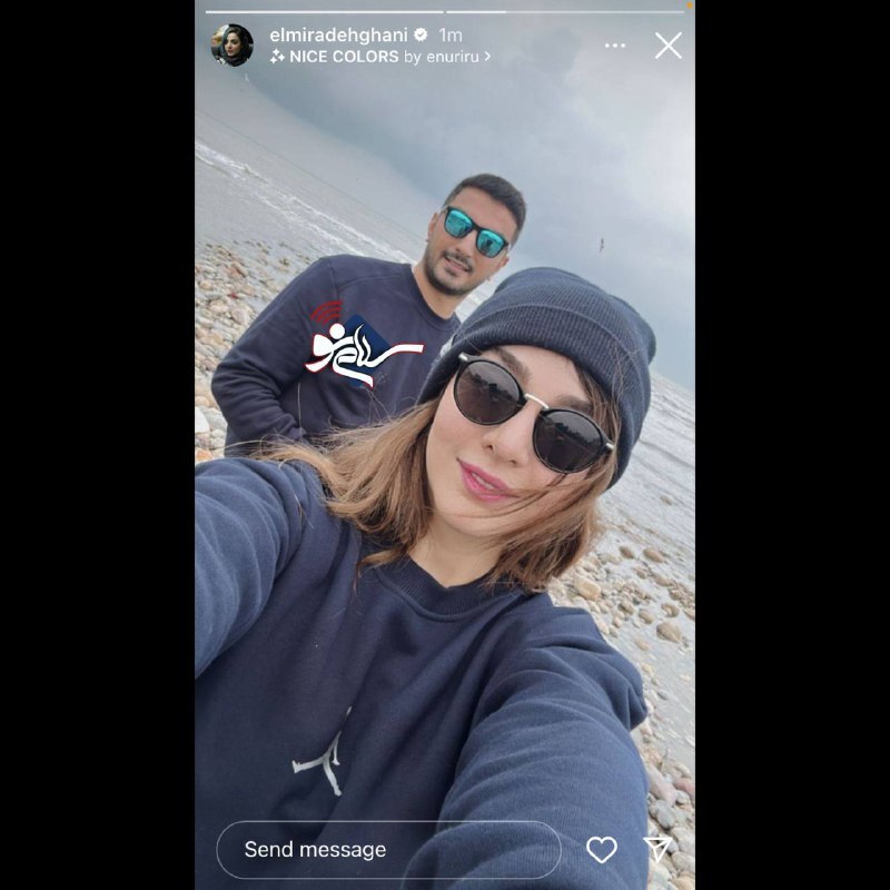عکس جدید المیرا دهقانی و همسرش در کنار دریا