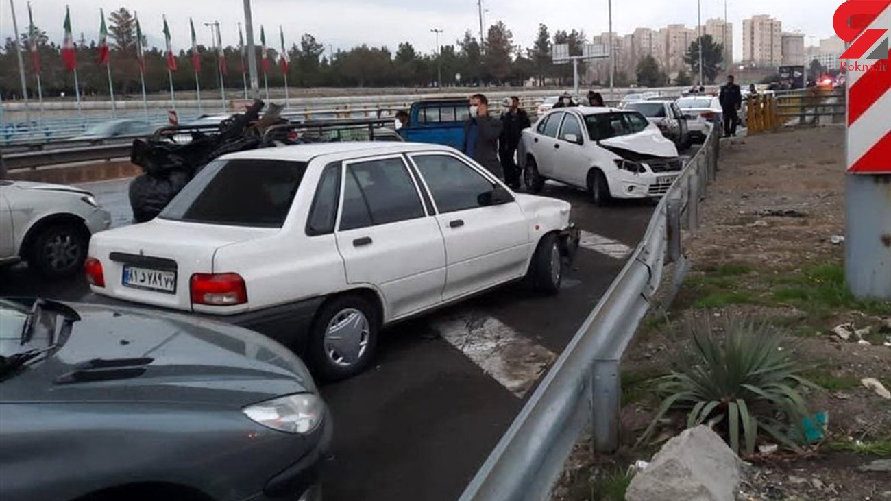 اولین تصویر از تصادف ۳۲ خودرو در اتوبان قزوین!