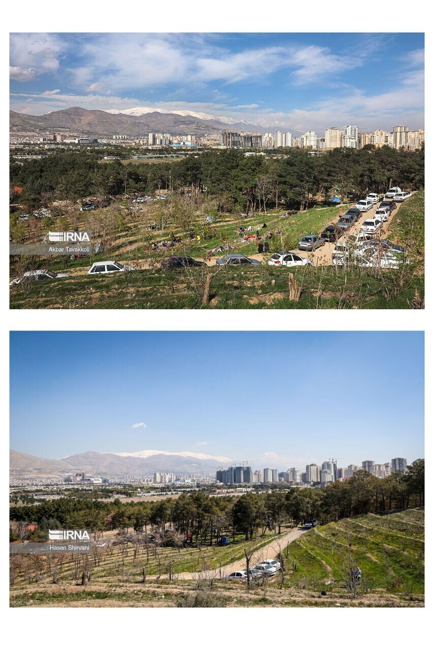 مقایسه‌ حضور مردم در بوستان چیتگر ۱۳ بدر امسال و پارسال (ایرنا)