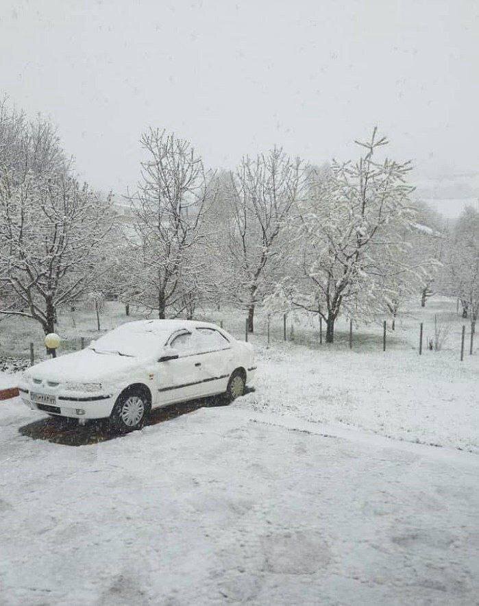 بارش عجیب برف بهاری در شهرستان کُجُور نوشهر