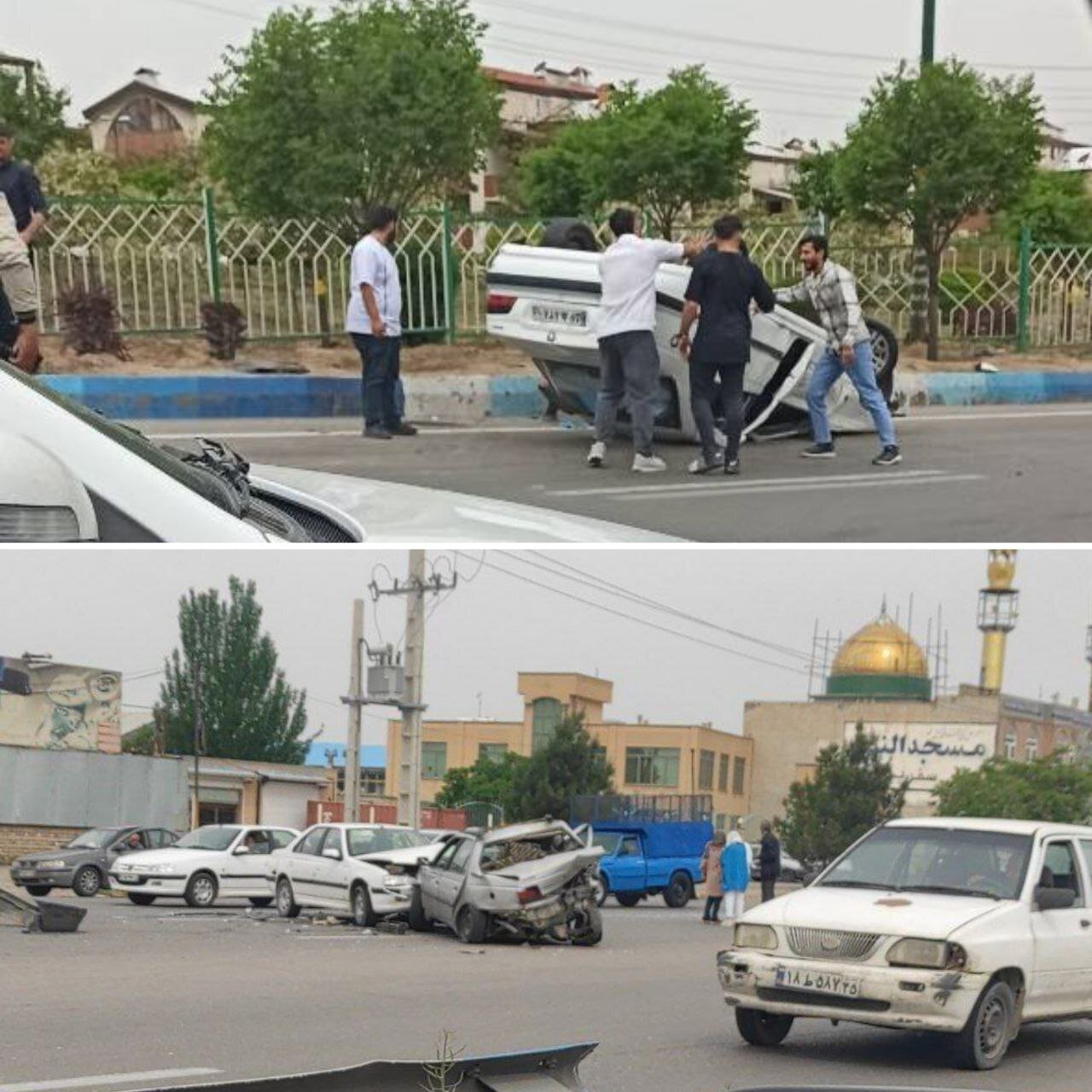 تصویری از دو سانحه عجیب رانندگی در تبریز