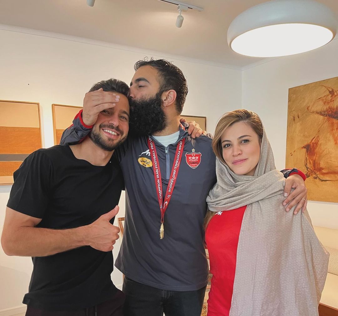 عکس زوج تازه سینمای ایران در جشن قهرمانی پرسپولیس