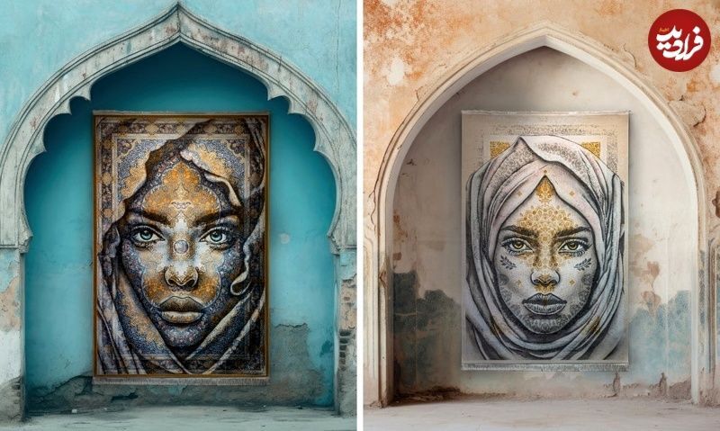 نقاشی‌های شگفت‌انگیزی که روی «فرش ایرانی» کشیده شده‌اند (فرادید)