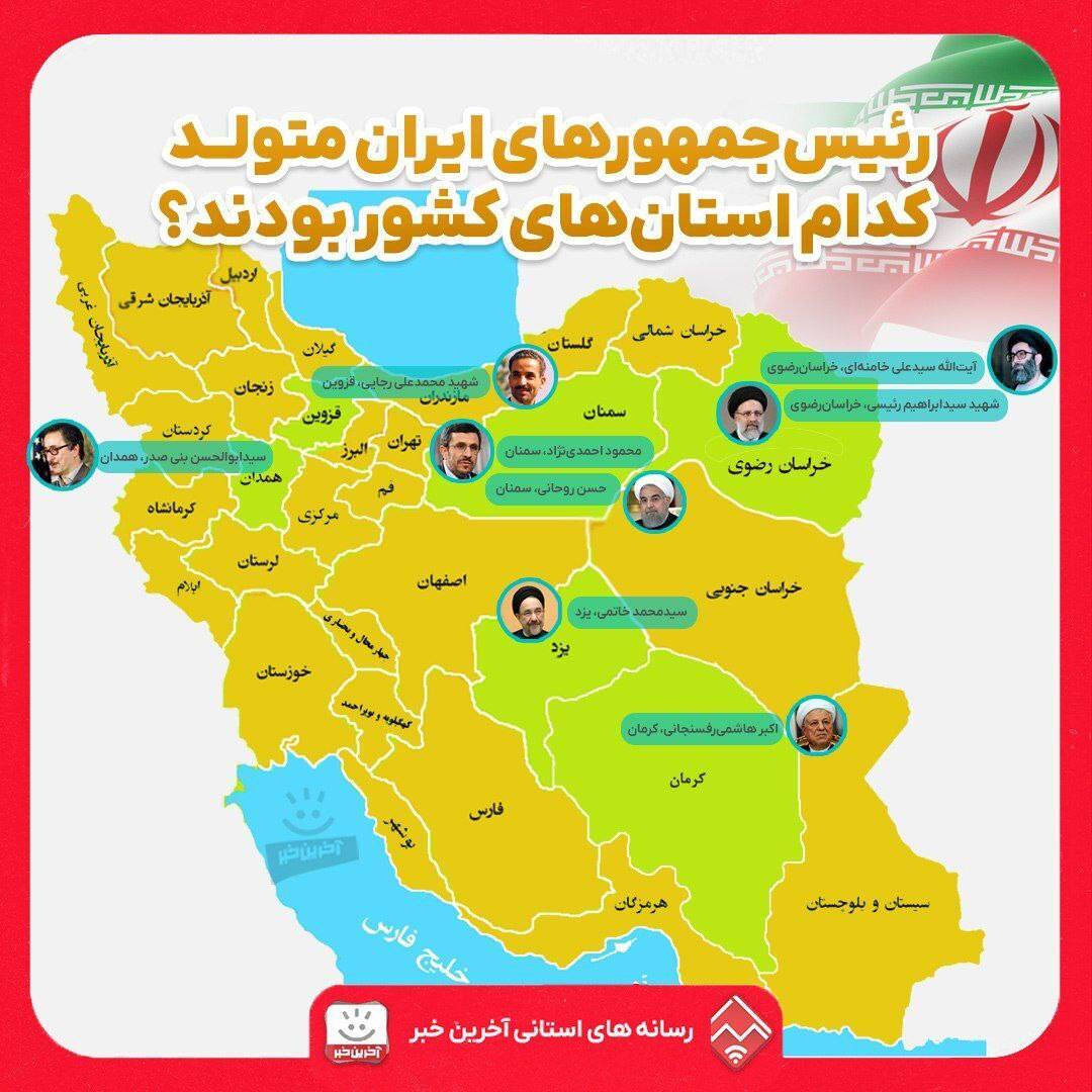 روسای جمهور ایران متولد کدام استان بوده‌اند؟
