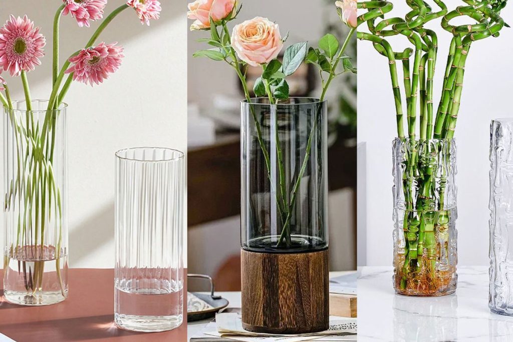 جدیدترین مدل گلدان استوانه‌ ای شیشه ای | دکور جذاب و و مینیمال داشته باش! (ستاره)