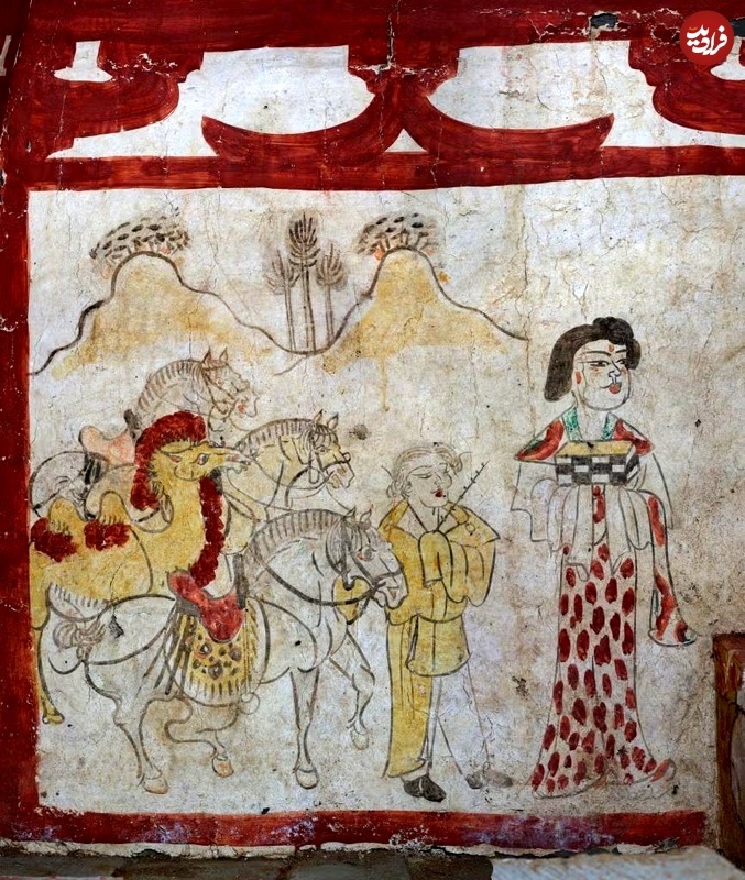 نقاشی یک مرد با موهای «بلوند» در مقبره باستانی چینی