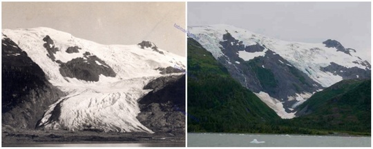 یخچال توبوگان، آلاسکا، ژوئن ١٩٠٦ و سپتامبر ۲۰۰۰ میلادی