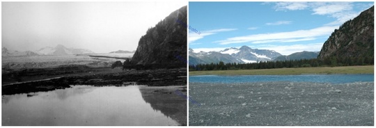 یخچال خرس، آلاسکا، ژوئيه ١٩٠٩ و اوت ٢٠٠٥ ميلادی