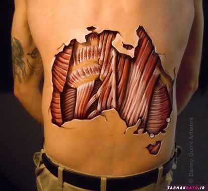 مشاهده آناتومی بدن با نقاشی روی بدن دنی کوئیرک