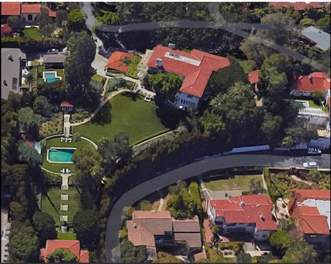 منظره هوایی مجموعه اقامتگاه جدید آنجلینا جولی در محله لس فلیتز شهر لس آنجلس
