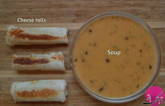 از رول‌های پنیری در کنار سرو سوپ، استفاده می‌کنیم